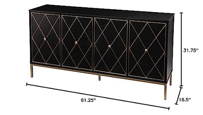 Marradi Sideboard Cabinet with Storage - Transitional Design, Black Iron and Wood - Ideal for Entryway, Living Room (DN1111930)