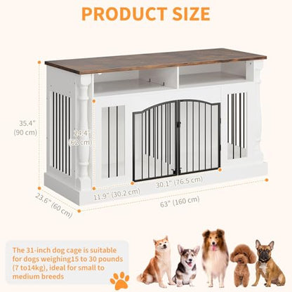 63" Large Dog Crate Furniture for Small & Medium Dogs, view 4