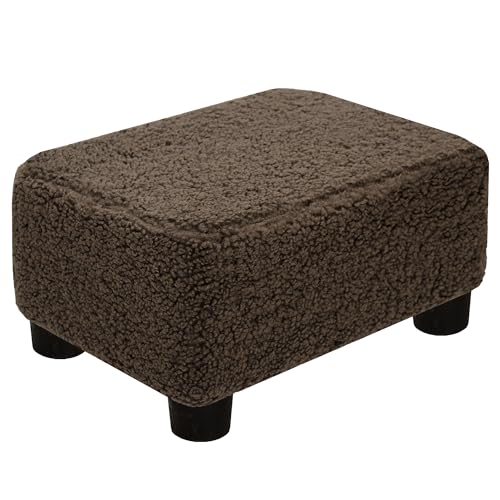Small Foot Stool Ottoman Footstool with Legs Under Desk Footrest for Living Room Bedroom and Office, Soft Brown