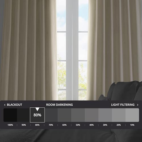 Heritage Plush Velvet Curtains 96 Inches Long Room Darkening Curtains for Bedroom & Living Room 50W x 96L, (1 Panel), Au Lait Creme