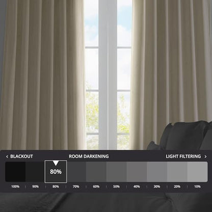 Heritage Plush Velvet Curtains 96 Inches Long Room Darkening Curtains for Bedroom & Living Room 50W x 96L, (1 Panel), Au Lait Creme