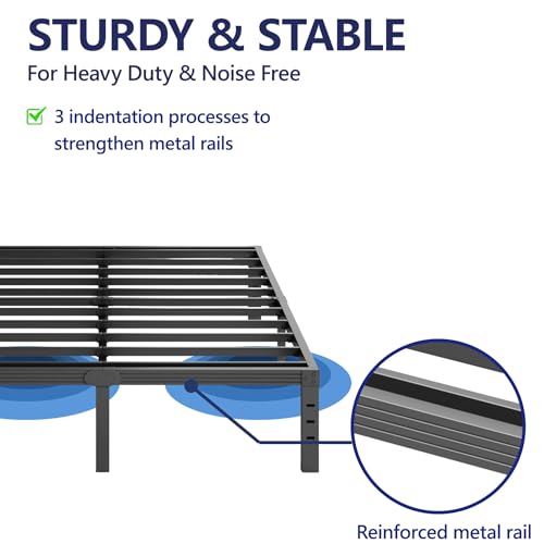 14 Inch High Metal Full Size Bed Frame, view 6