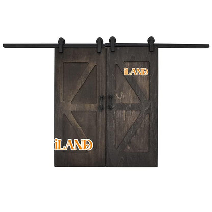 Dollhouse Door on 1/12 Scale, Wooden Double Sliding Mini Doors w/Metal Rods, Realistic Miniature Building Supplies, Miniature Decor of Dollhouse Furniture and Doll House Accessories