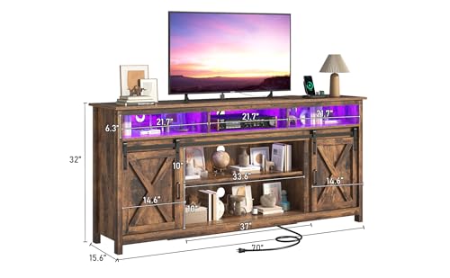 Farmhouse TV Stand for 80/75 Inch TV with Power Outlet, view 3