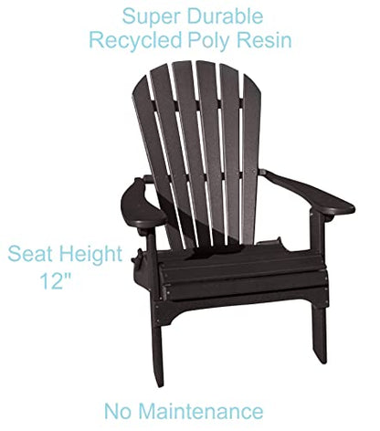 Foldable Adirondack Chair - Poly Adirondack Chair Folding - HDPE, Heavy Duty, Recycled Plastic - All Weather Outdoor Furniture for Your Deck, Front Porch, or Patio, Brown
