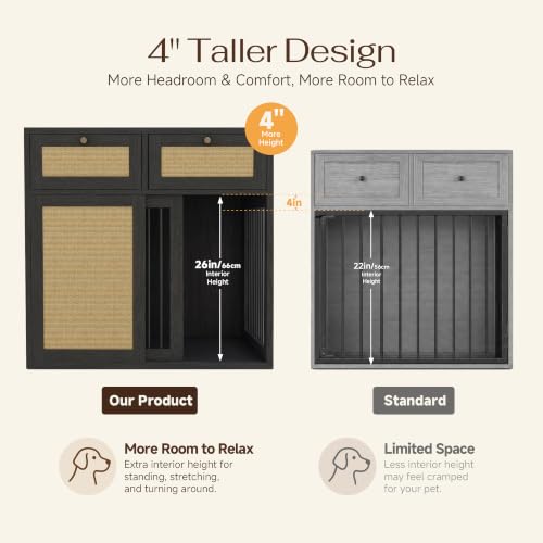 Wooden Dog Crate Furniture, Right Unit, 40 Inch,Black Oak, view 7