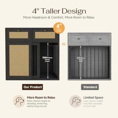 Wooden Dog Crate Furniture, Right Unit, 40 Inch,Black Oak, view 7