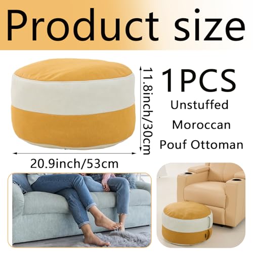 Unstuffed Moroccan Pouf Ottoman Foot Rest Cover Waterproof Pu Leather Small Ottoman with Storage Multifunctional Folding Pouf Cover for Living Room, Bedroom or Balcony ONLY Cover