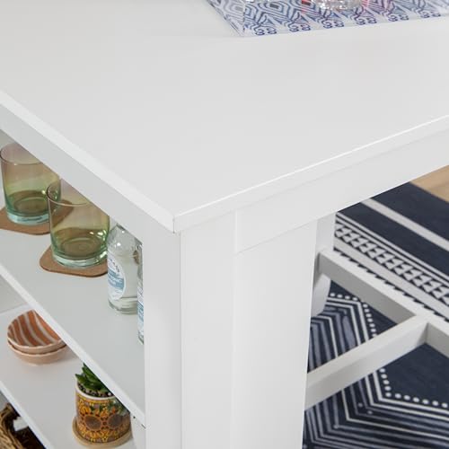 Powell Conolly White Counter Height Space Saving Dining Table with Storage Shelves