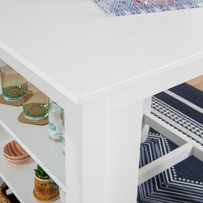 Powell Conolly White Counter Height Space Saving Dining Table with Storage Shelves
