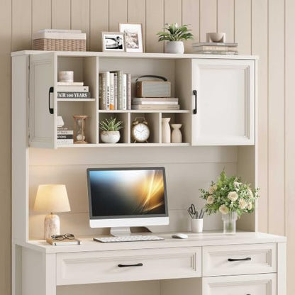 Farmhouse Desk with Hutch, Executive Desk with Storage Cabinet, view 8