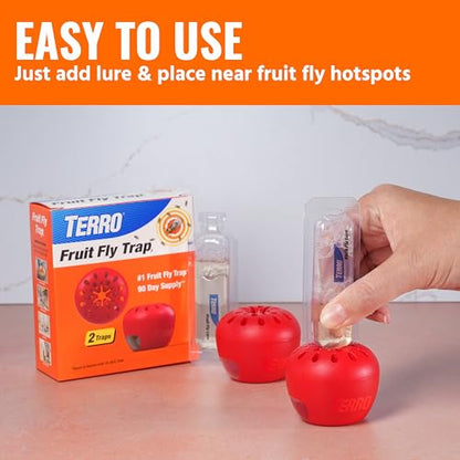 TERRO Fruit Fly Trap 4-Pack, 180 Day Lure Supply, Food-Based Lure, view 5