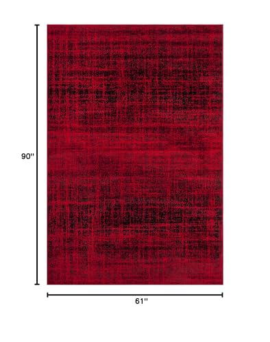 SAFAVIEH Adirondack Collection Area Rug - 5'1" x 7'6", Red & Black, Modern Abstract Design, Non-Shedding & Easy Care, Ideal for High Traffic Areas in Living Room, Bedroom (ADR116F)