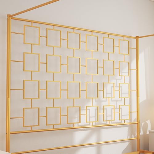 King Canopy Bed Frame, Gold Metal Bed, No Box Spring Needed, view 6
