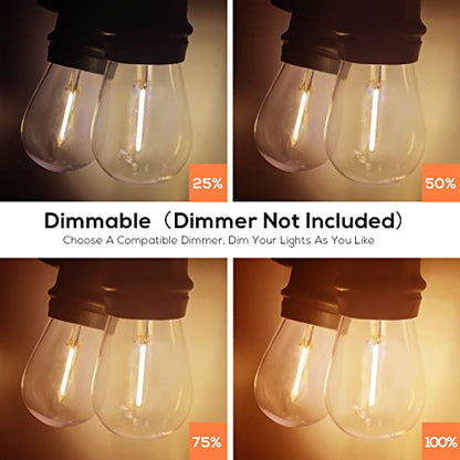 51FT Outdoor Shatterproof LED String Lights, Waterproof 17 Hanging Sockets with 18 x Dimmable LED Bulb Garden Light String, Waterproof Vintage Patio Lights for Wedding Party