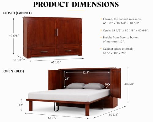 Daily Delight Murphy Cabinet Chest Bed with Charging Station & 6" Memory Foam, view 3