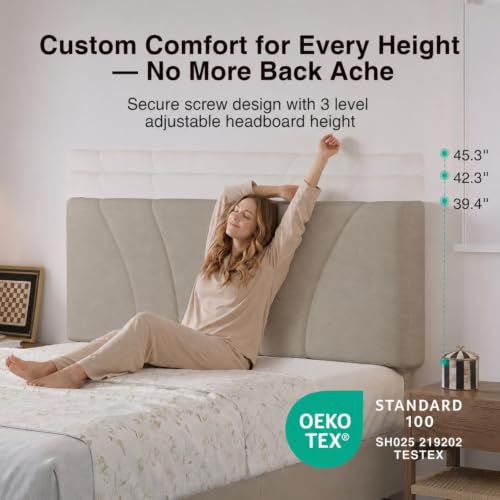Queen Bed Frame with Drawers/Charging Station/LED Light, Beige, view 6