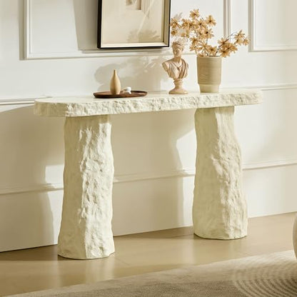 53.94 inch Modern Design Console Table,Imitation Stone Table,Fiberglass Entryway Table with Irregular Legs for Living Room,Hallway