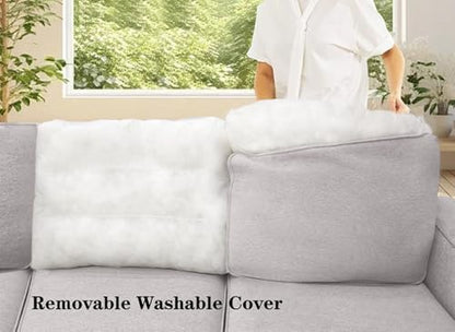 Oversized Modular Sectional Sofa,U/L‑Shaped Reversible Couch with Ottoman,Deep Seat Plush Polyester Sofa for Living Room,8‑Seater,Light Grey