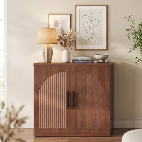 31.5" Fluted Walnut Buffet Cabinet Sideboard with Storage, view 4