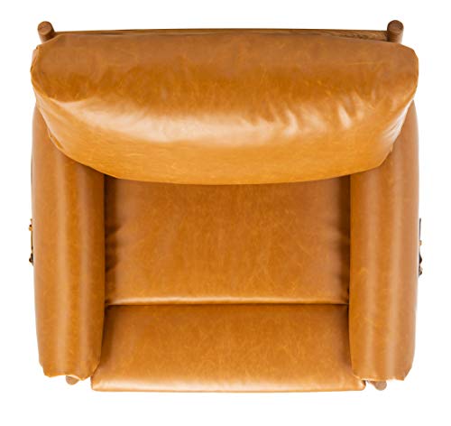 Safavieh Home Oslo Mid-Century Caramel Brown Faux Leather and Natural Arm Chair