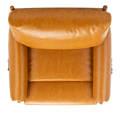 Safavieh Home Oslo Mid-Century Caramel Brown Faux Leather and Natural Arm Chair