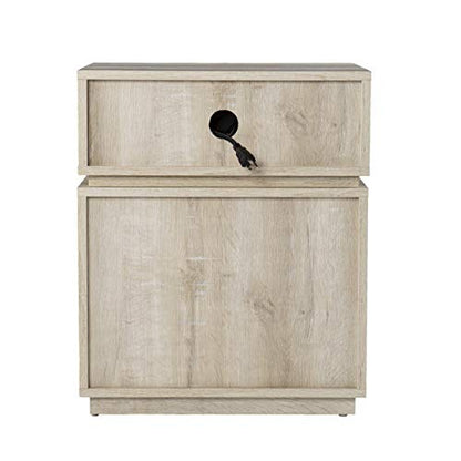 Mortayne Side Table with Charging Station - Transitional Design, Brown Finish - Ideal for Living Room, Bedroom (OC1106906)