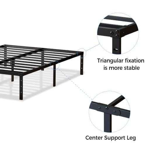 Full Bed Frame, 14 Inch Full Size Metal Platform Bed Frame, Black, view 6