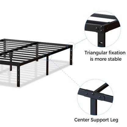 Full Bed Frame, 14 Inch Full Size Metal Platform Bed Frame, Black, view 6