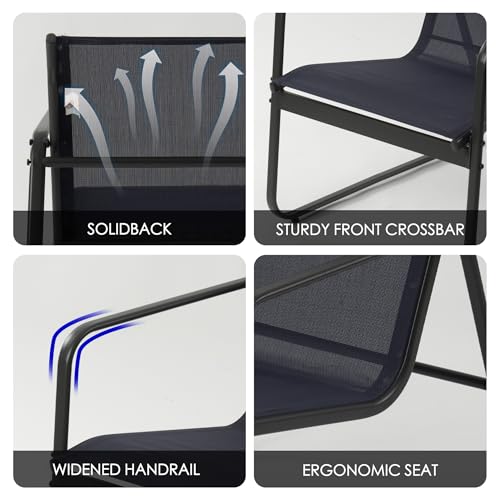 Sofia 4-Piece Patio Conversation Set, Outdoor Furniture Set with Loveseat, 2 Chairs & Table, Breathable Textilene Seating, Powder-Coated Metal Frame, All-Weather for Balcony Backyard Navy Blue