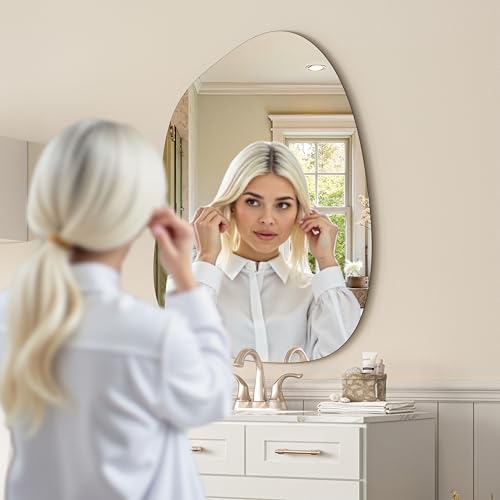 Irregular Wall Mirror - 40"x30" Asymmetrical Frameless Mirror, Modern Decorative Mirrors for Living Room, Entryway, Hallway, Bathroom, Bedroom,Wall Mounted Home Decor