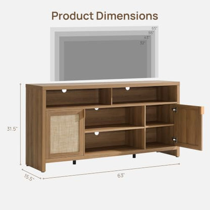 63" Rattan TV Stand for 55" 65" TV, view 4