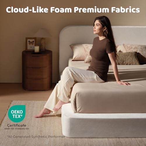 AirFrame Queen Upholstered Bed Frame with Rounded-Corner Headboard, view 5