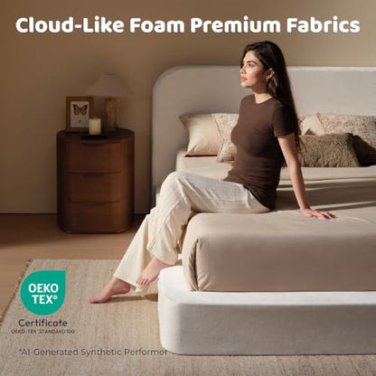 AirFrame Queen Upholstered Bed Frame with Rounded-Corner Headboard, view 5