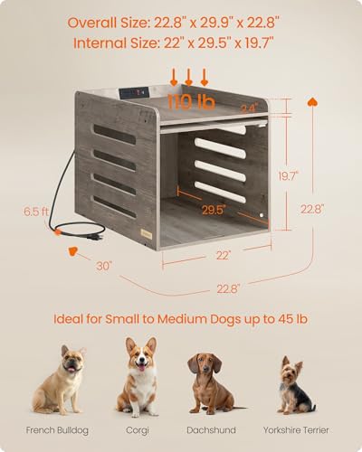 Modern Dog Crate Furniture, Charging Station, Flip-Up Hidden Door, view 5