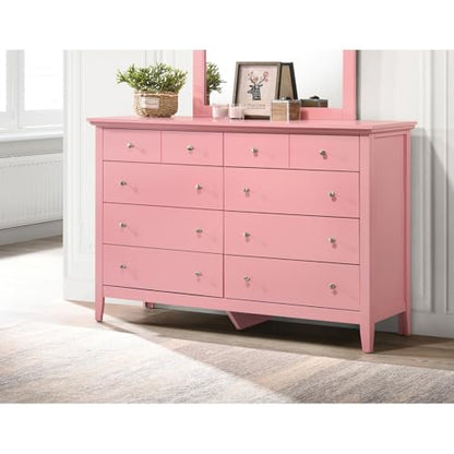Furniture 10 Drawer Pink Dresser - Bedroom Storage - 39" x 18" x 58"