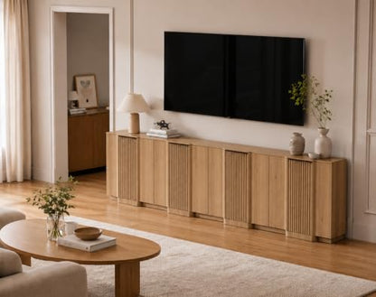 Fluted Buffet Cabinet with Storage, 55" Accent Sideboard Credenza, view 4
