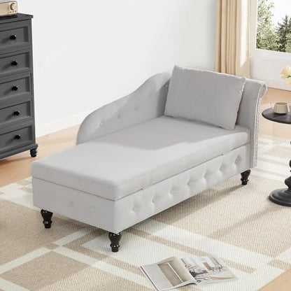 Chaise Lounge Indoor with Storage, Modern Nailhead-Trimmed Tufted Lounge Chair, view 7