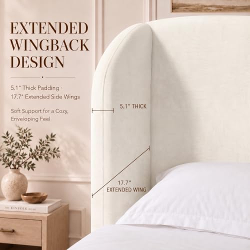 Queen Cloud Bed Frame with 47.2" Tall Wingback Cushion Headboard, view 5