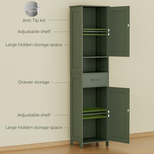 67" H Tall Bathroom Storage Cabinet with Barn Doors and Drawer, view 7