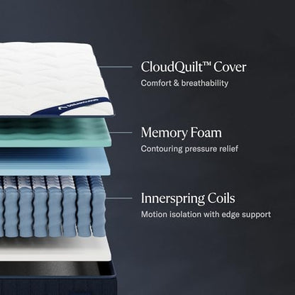 DreamCloud Classic 12" Queen Mattress - Luxury Hybrid Gel Memory Foam Back Pain Relief - Fiberglass Free - Forever Warranty - Mattress in a Box - CertiPUR-US Certified