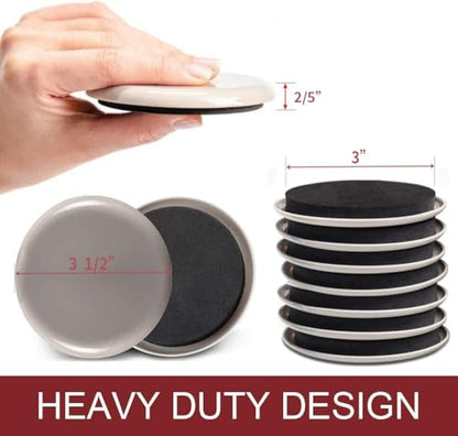 Furniture Sliders for Carpet - 20 PCS Heavy Duty Moving Pads 3 1/2" - Sliders for Furniture on Carpet, Reusable Furniture Moving Sliders for Easy Glide