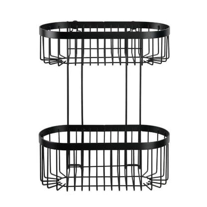 Classic Plus Black Steel Wall Shelf with Hooks, 35 x 10.5 x 12.5 cm, Black, 26,5 x 33 x 14,5 cm