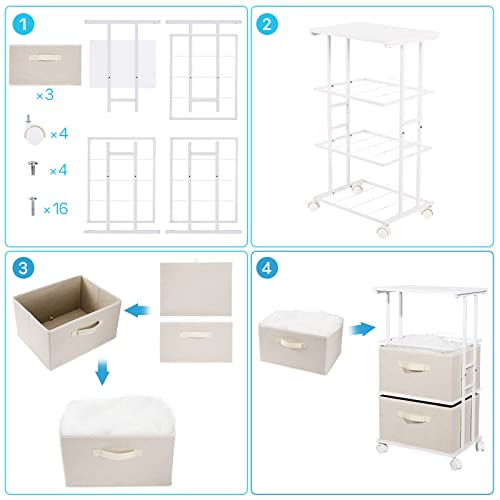 Dresser Tower with 3 Drawers for Bedroom, Fabric Storage Organizer Unit, view 5