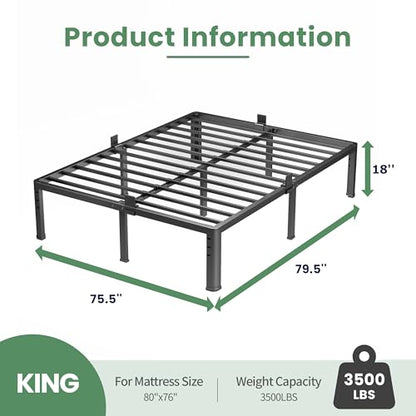18 Inch King Size Metal Platform Bed Frame with Round Corner Legs, view 4