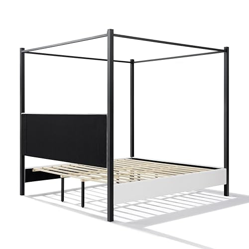 King Size Upholstered Canopy Bed Frame, view 6