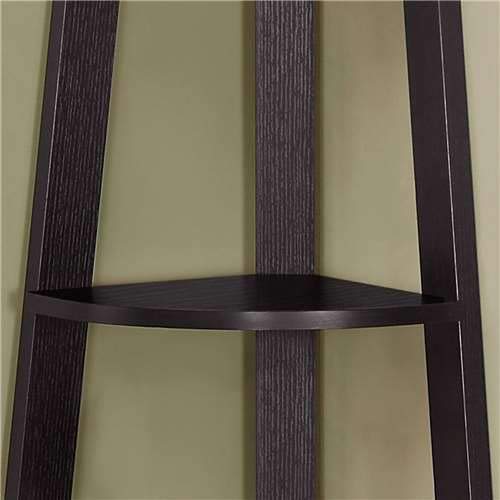 Monarch Specialties Corner Bookcase, 72" H, Cappuccino