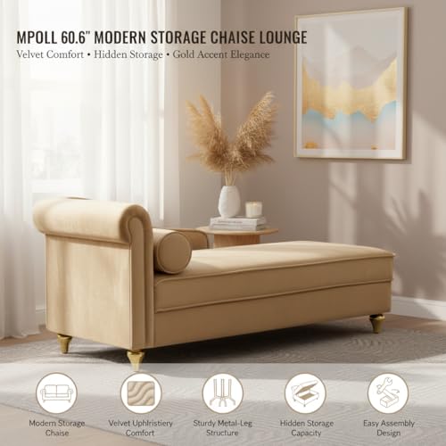 60.6" Modern Storage Chaise Lounge Indoor, view 6