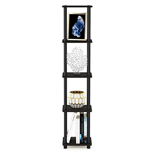 Turn-N-Tube 5-Tier Corner Square Rack Display Shelf, Round, Espresso/Black