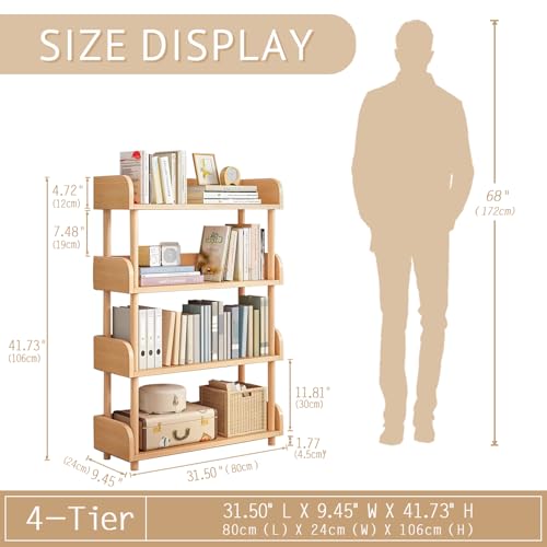 4-Tier Wooden Open Bookcase, Oak, view 3